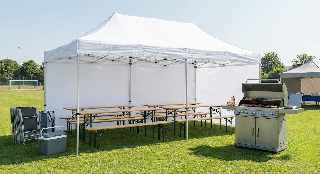 Namiot eventowy z wyposażeniem