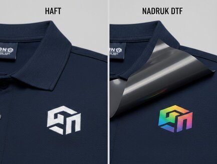 Porównanie haftu i nadruku DTF na odzieży firmowej